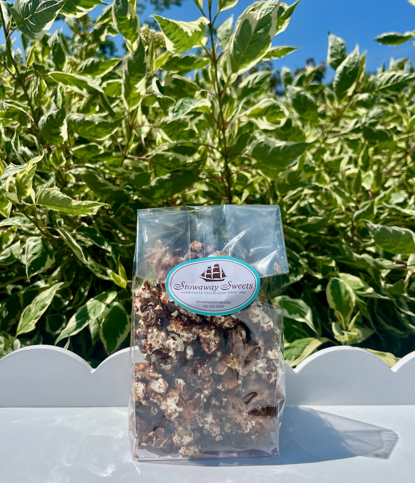 Popcorn Covered in Dark Chocolate, Caramel, Organic Coconut Oil, and Himalayan Pink Sea Salt