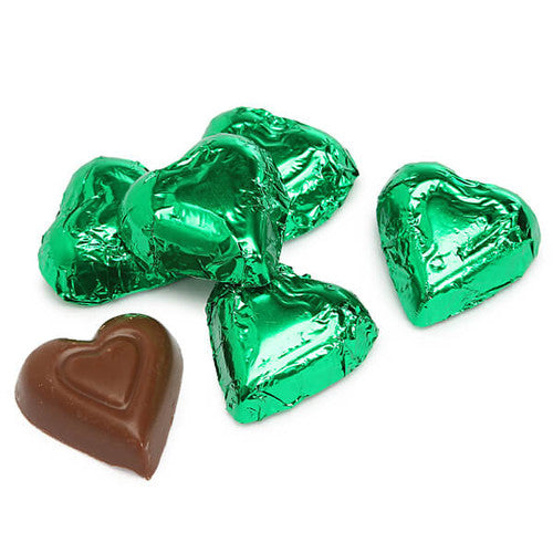 Milk Chocolate Foiled Green Hearts