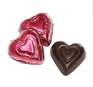 Foiled Dark Chocolate Garnet colored Hearts