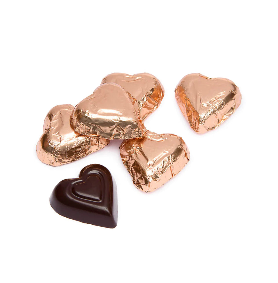 Foiled 73% Dark Chocolate Bronze Hearts