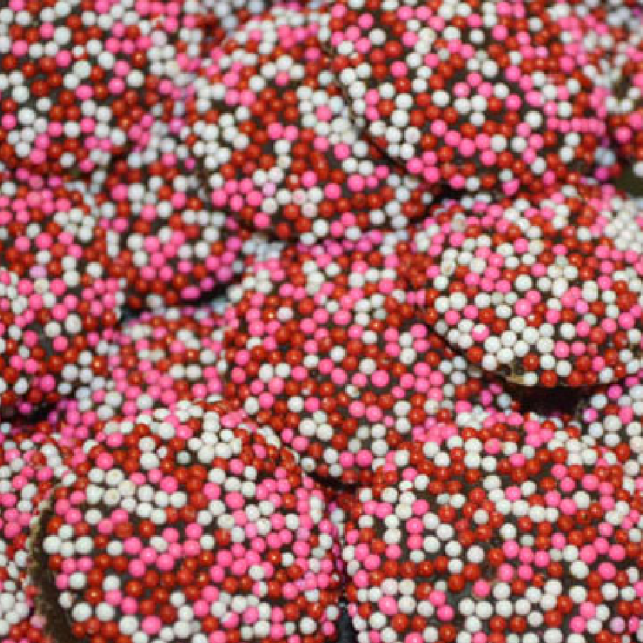 Nonpareils in Valentine's Day colors