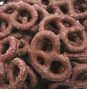 Pretzels: Large Milk Chocolate Covered Pretzels in Valentine's Day Colors
